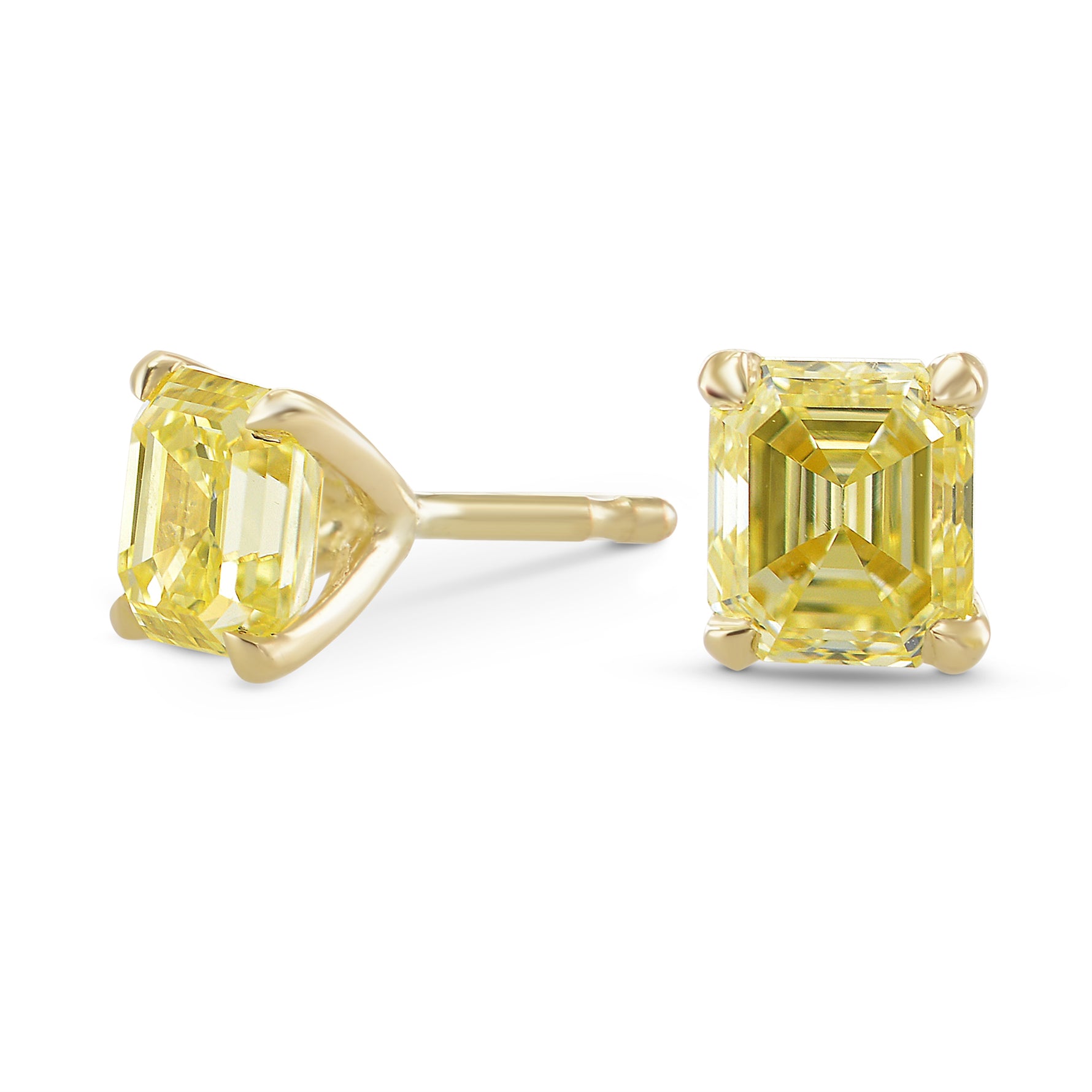 Fancy Yellow Emerald Diamonds Stud Earrings