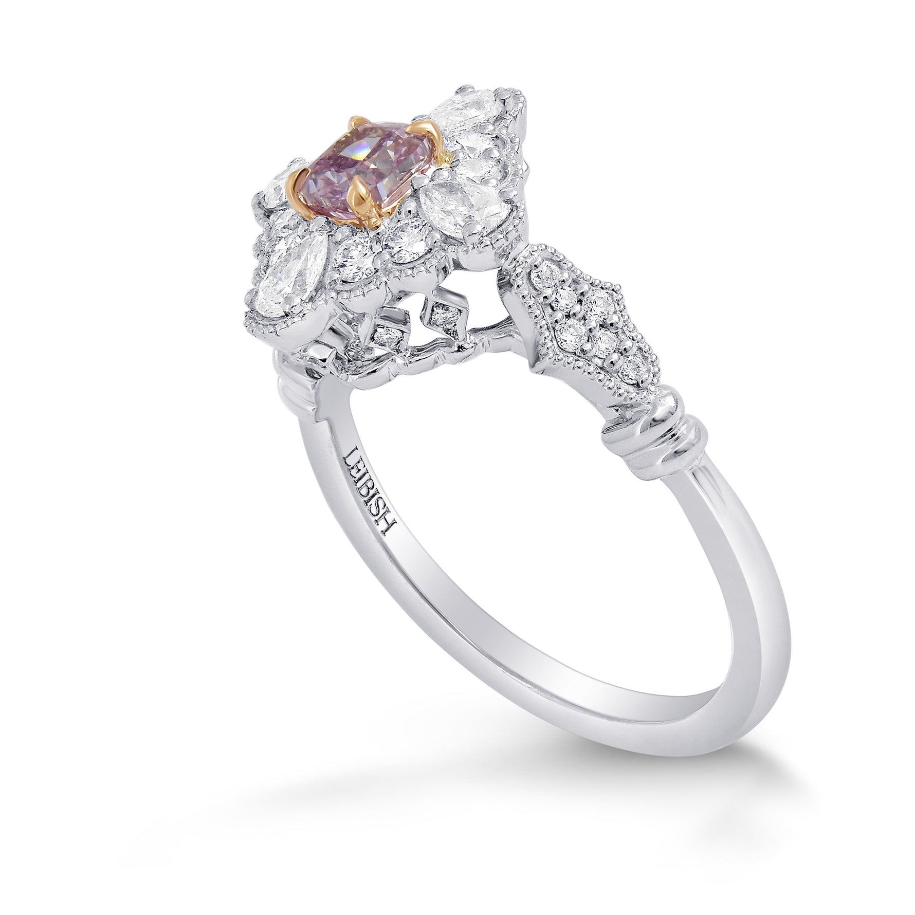 Fancy Intense Pink Purple Diamond Halo Ring