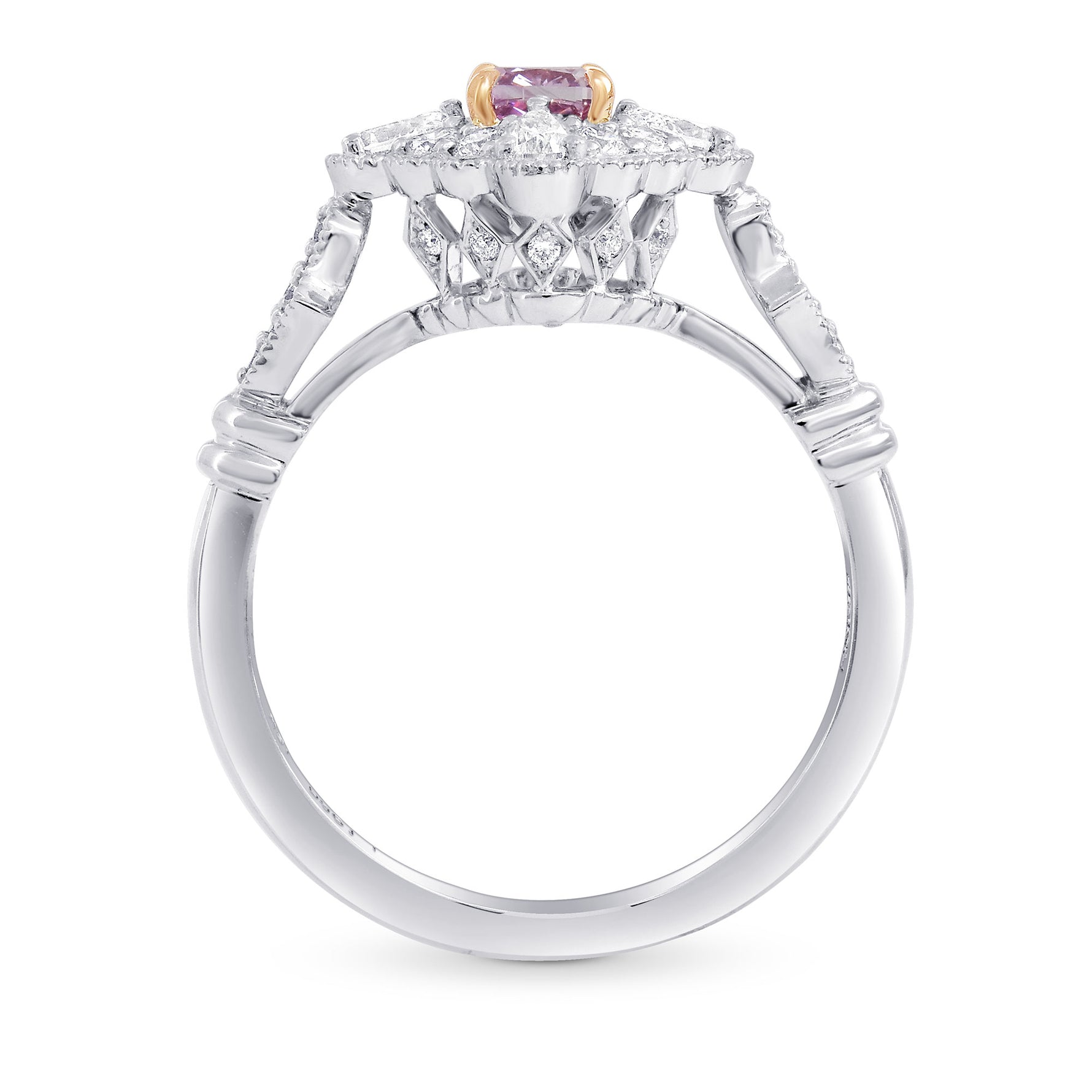 Fancy Intense Pink Purple Diamond Halo Ring