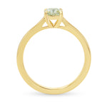 Light Yellow-Green Cushion Diamond Solitaire Ring