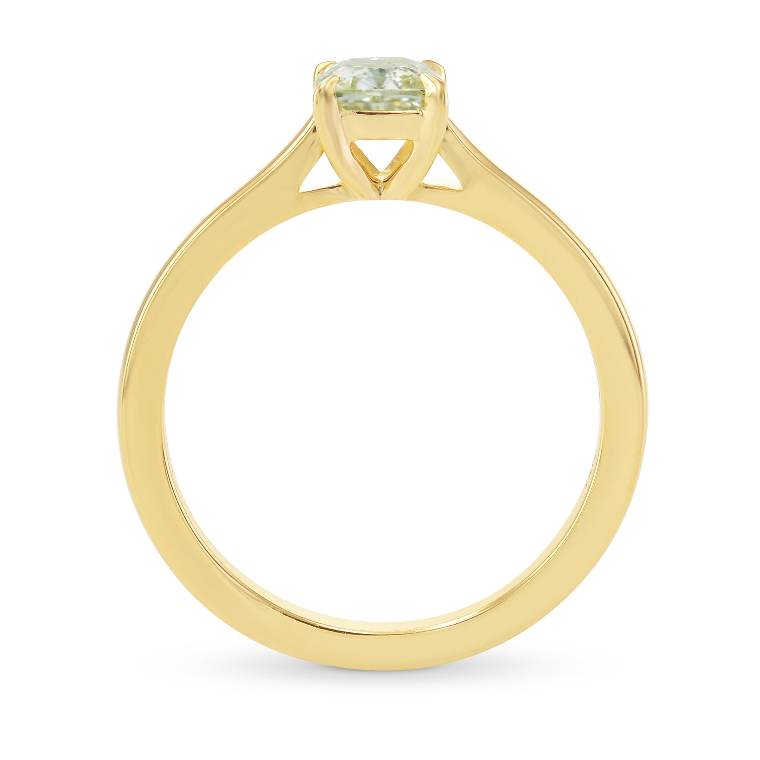 Light Yellow-Green Cushion Diamond Solitaire Ring