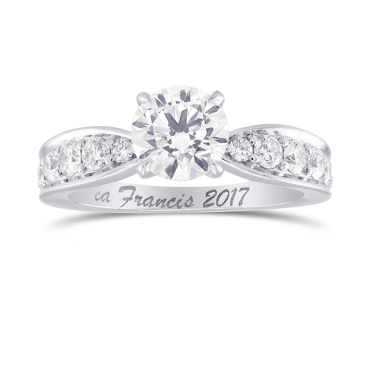 Faint Pinkish Brown Round Diamond, Side-stone Ring