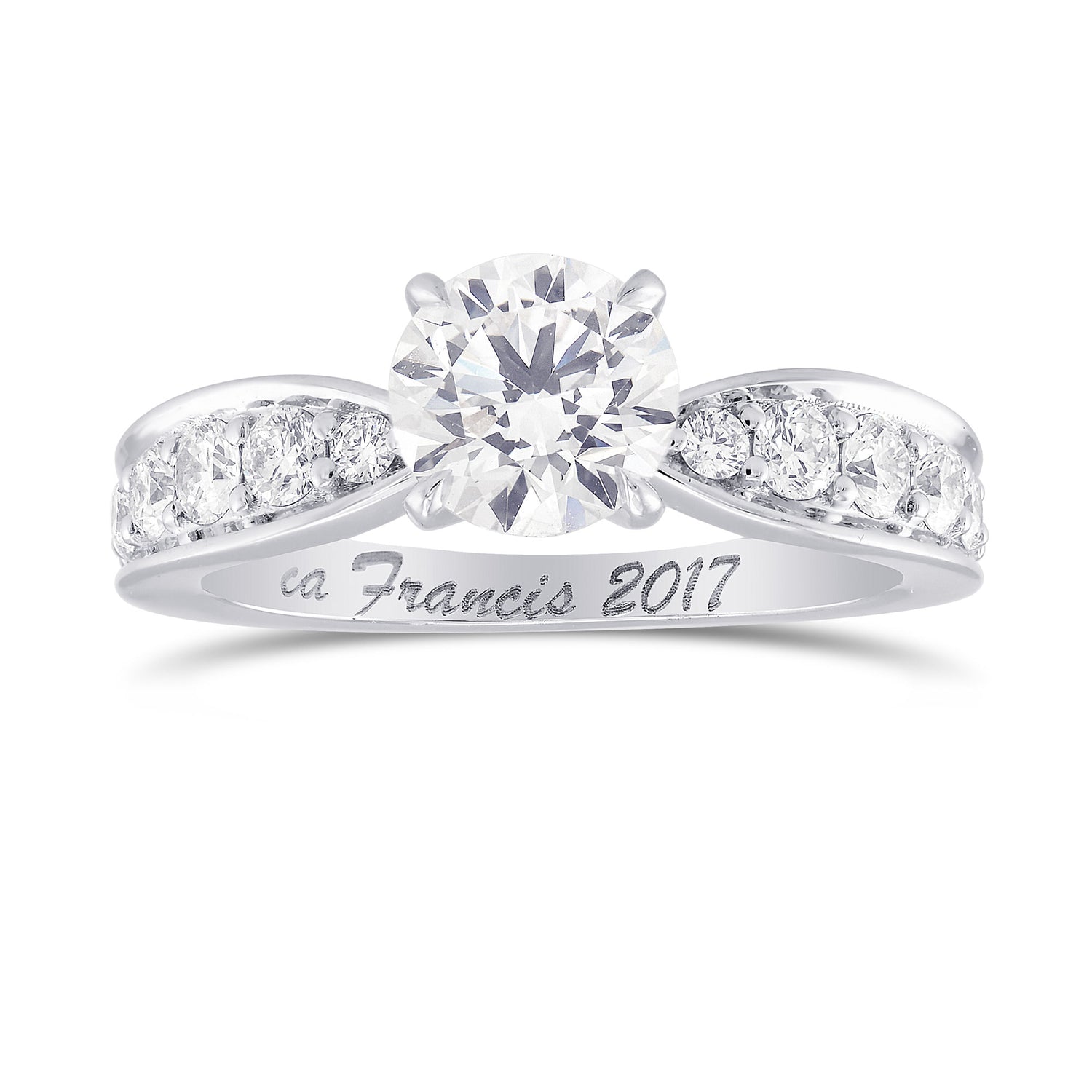 Faint Pinkish Brown Round Diamond, Side-stone Ring