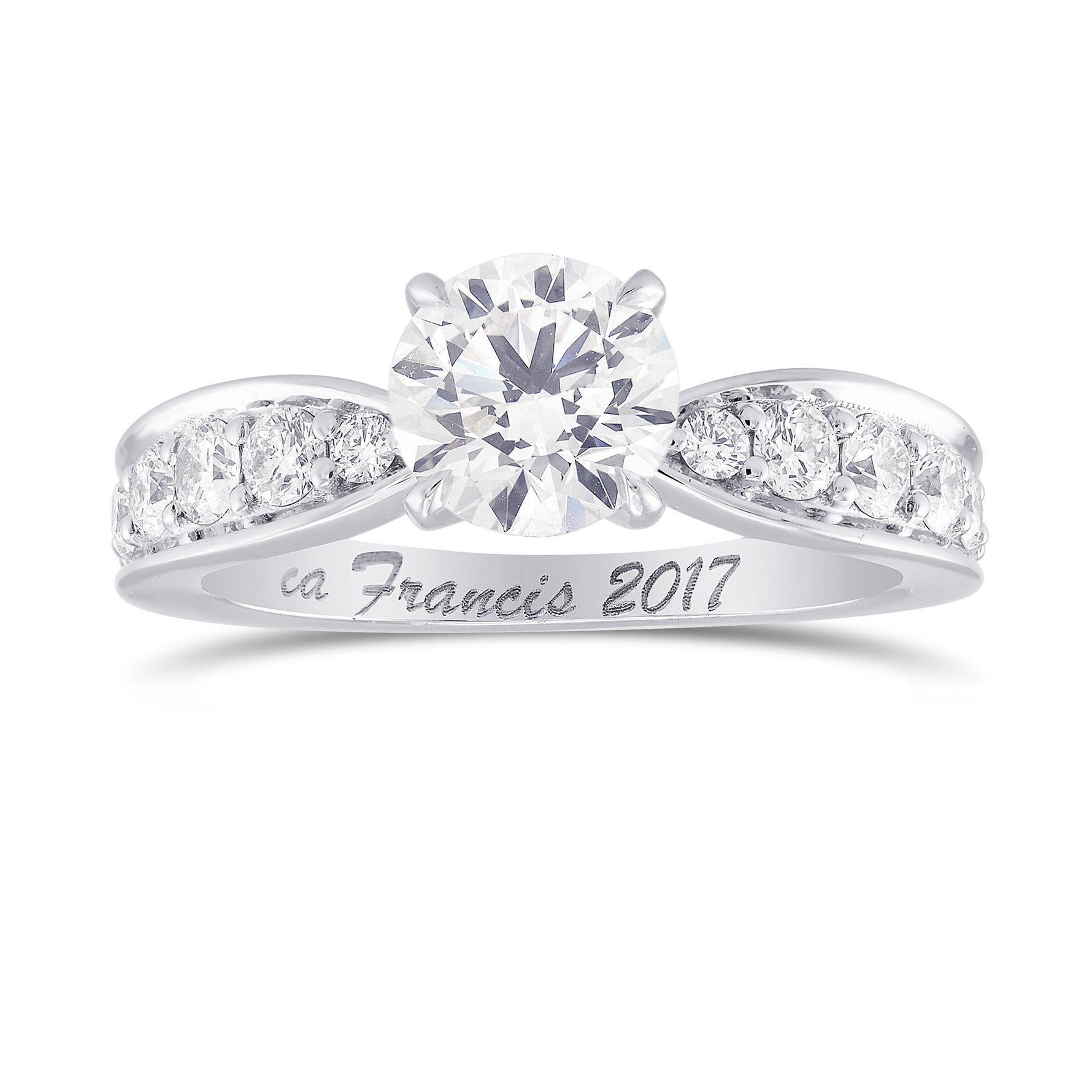 Faint Pinkish Brown Round Diamond, Side-stone Ring