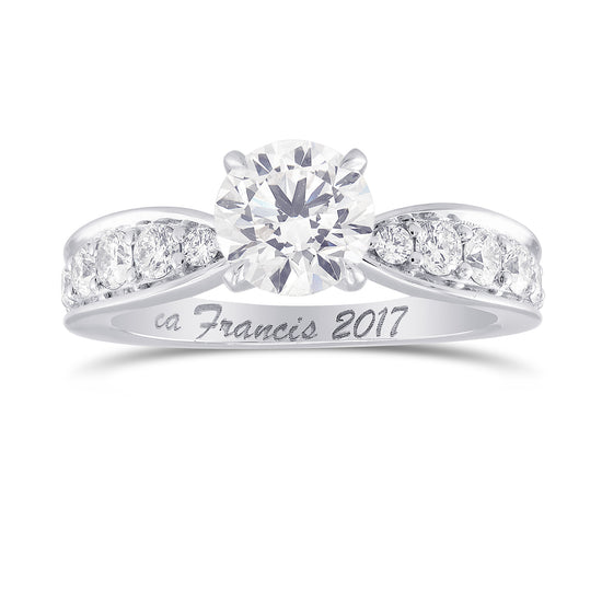 Faint Pinkish Brown Round Diamond, Side-stone Ring