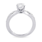 Faint Pinkish Brown Round Diamond, Side-stone Ring