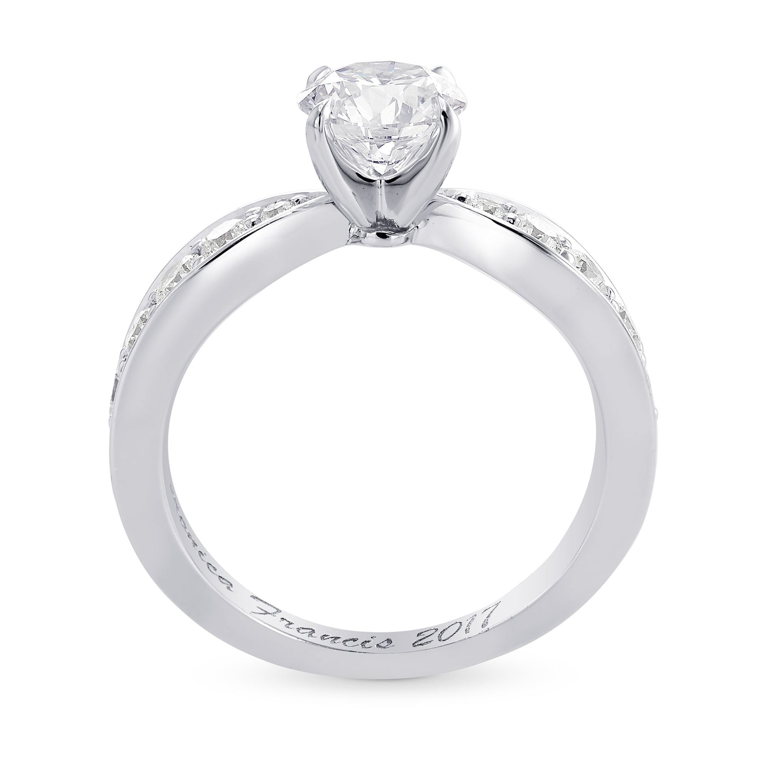 Faint Pinkish Brown Round Diamond, Side-stone Ring