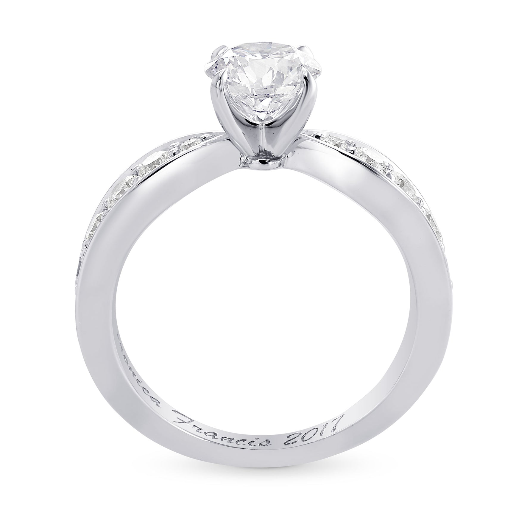 Faint Pinkish Brown Round Diamond, Side-stone Ring