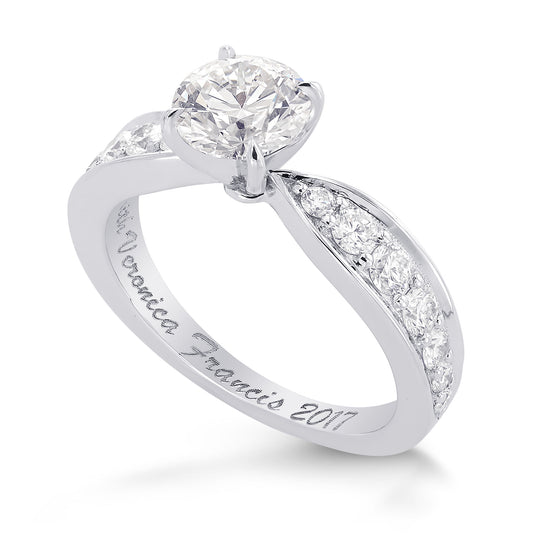 Faint Pinkish Brown Round Diamond, Side-stone Ring