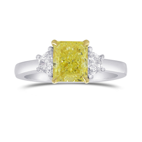 Fancy Yellow Radiant & Trapezoid Diamond Engagement & Wedding Ring Set