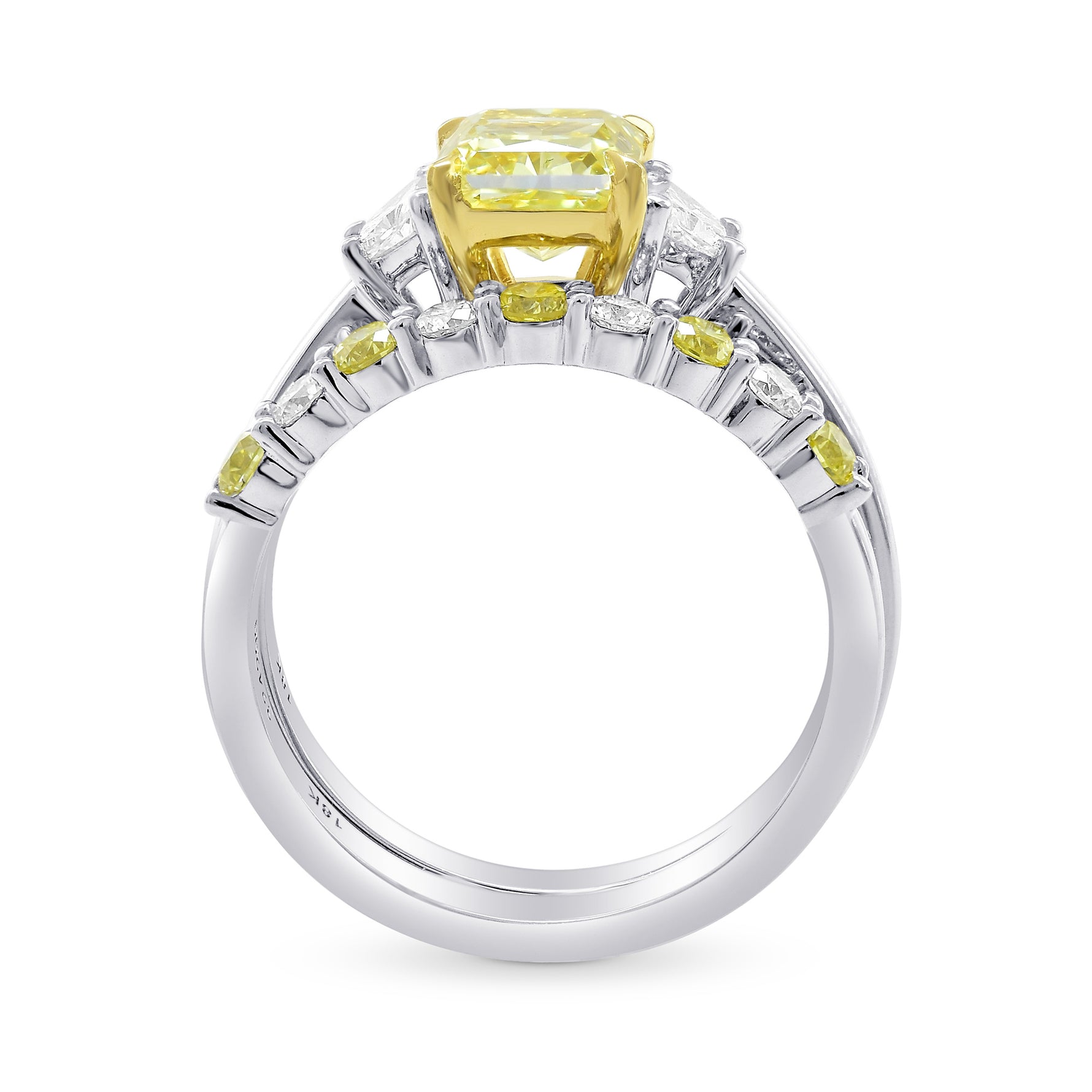 Fancy Yellow Radiant & Trapezoid Diamond Engagement & Wedding Ring Set