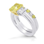 Fancy Yellow Radiant & Trapezoid Diamond Engagement & Wedding Ring Set