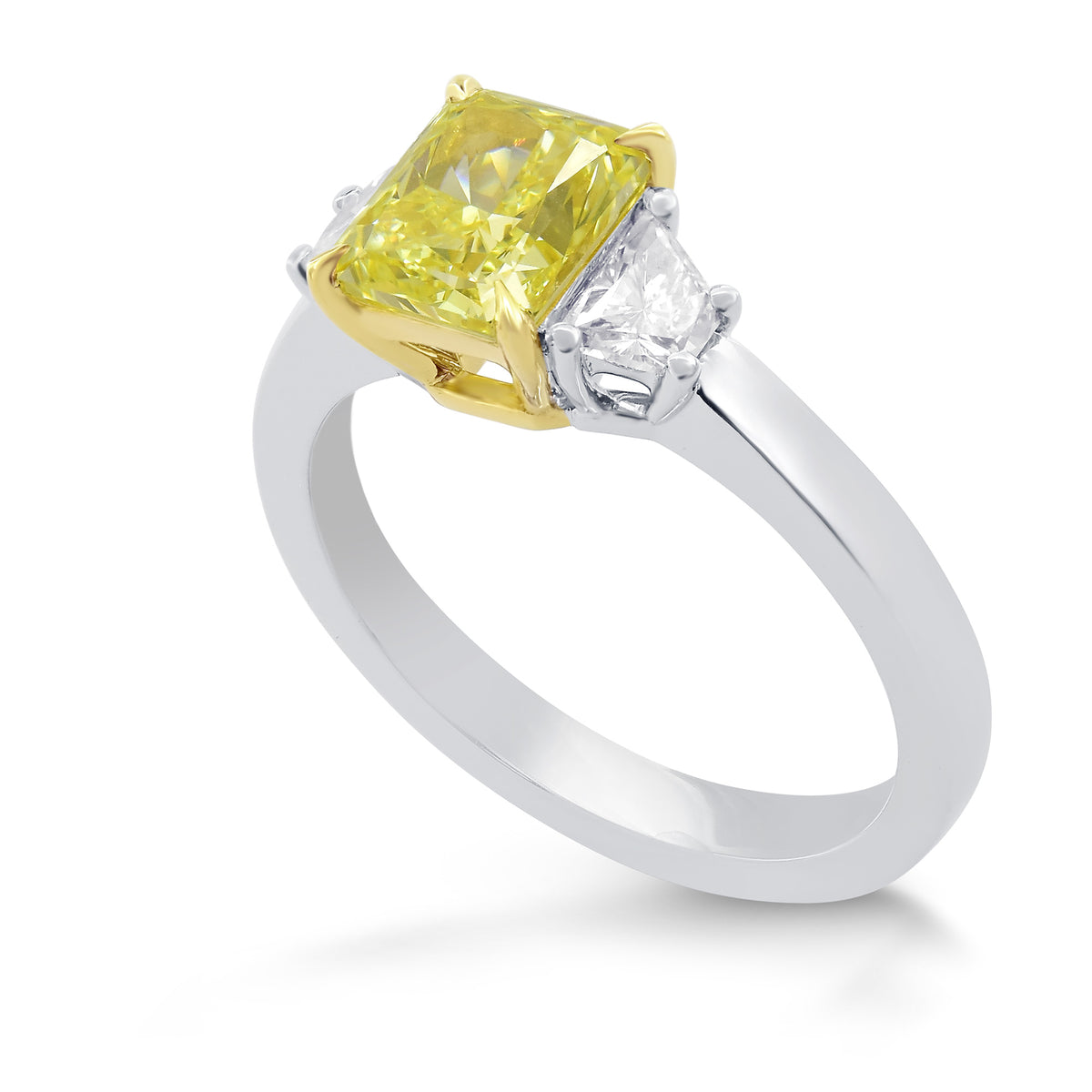 Fancy Yellow Radiant & Trapezoid Diamond Engagement & Wedding Ring Set