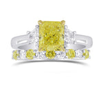 Fancy Yellow Radiant & Trapezoid Diamond Engagement & Wedding Ring Set