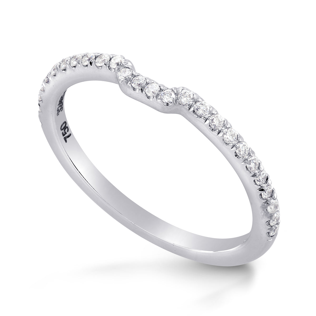 Contoured Half Eternity Diamond Wedding Band Ring