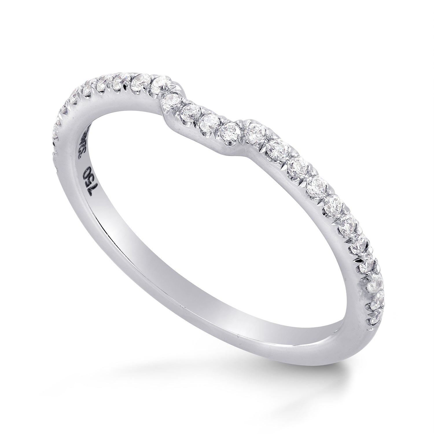 Contoured Half Eternity Diamond Wedding Band Ring