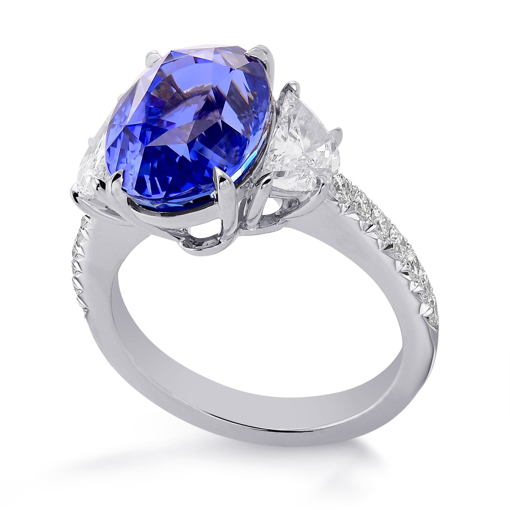 Half Moon & Pave Diamond Side-stone Ring Setting - 3