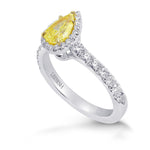 Fancy Intense Yellow Pear Diamond Halo Ring