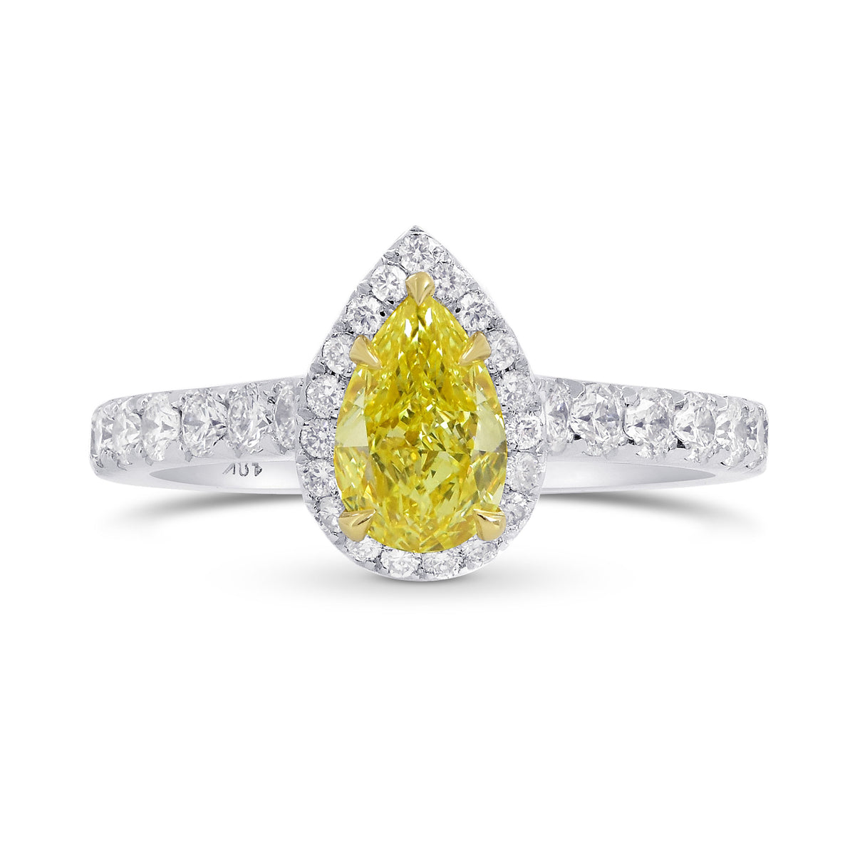 Fancy Intense Yellow Pear Diamond Halo Ring
