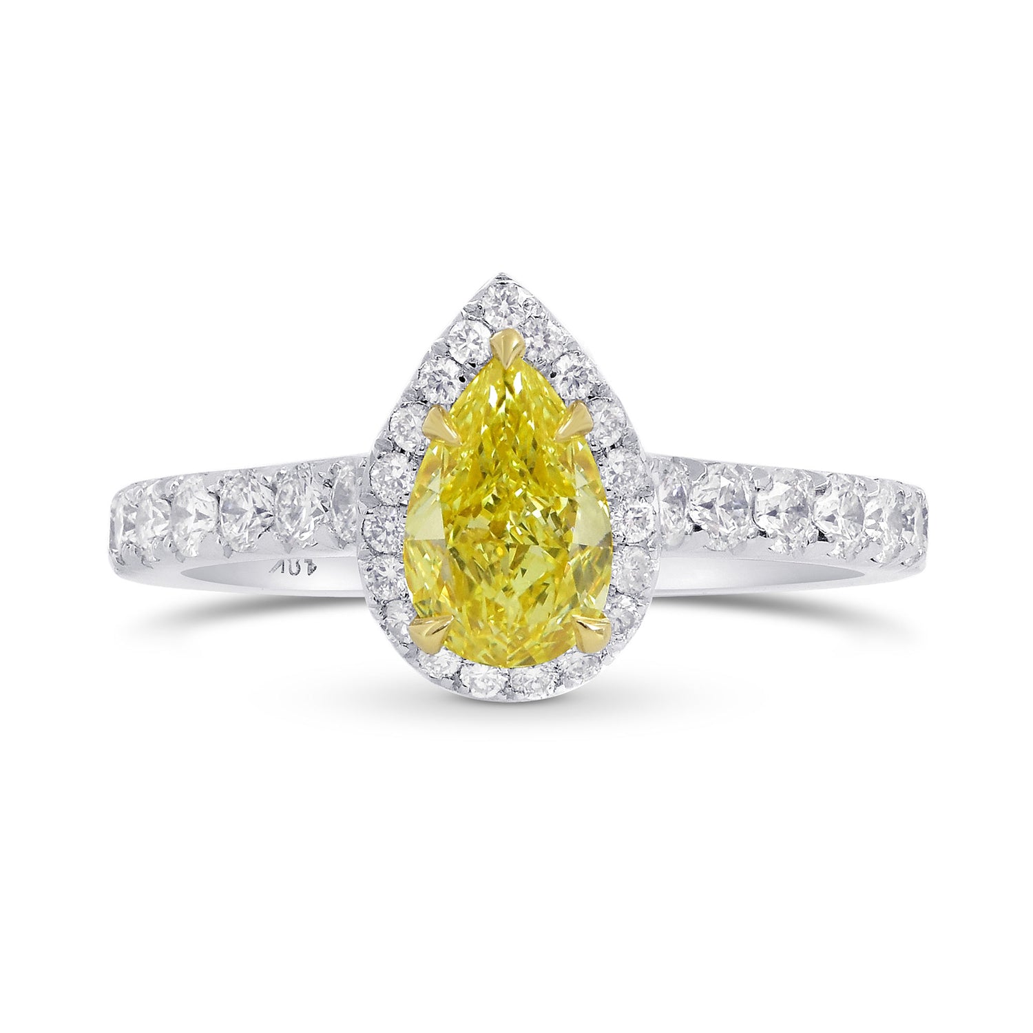 Fancy Intense Yellow Pear Diamond Halo Ring