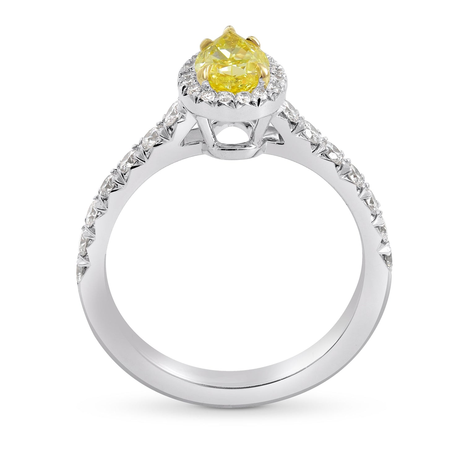 Fancy Intense Yellow Pear Diamond Halo Ring