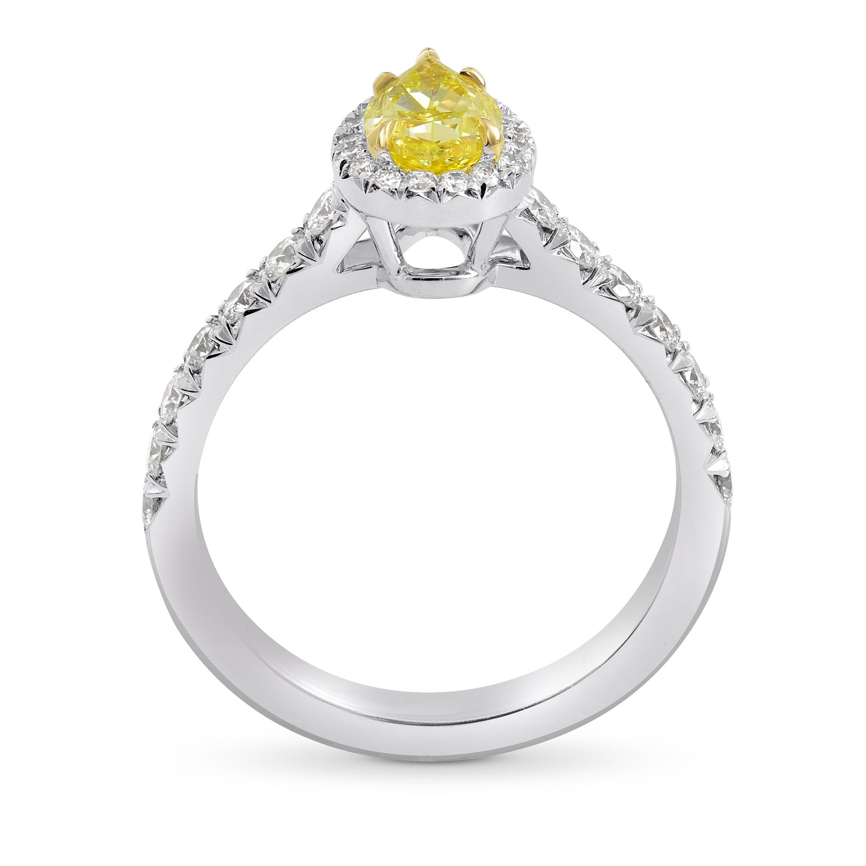 Fancy Intense Yellow Pear Diamond Halo Ring