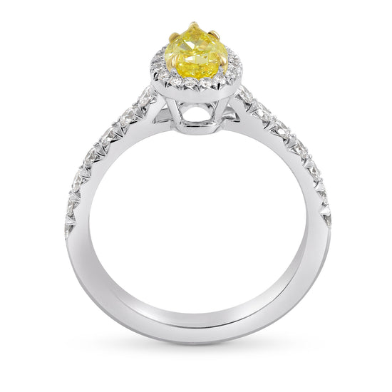 Fancy Intense Yellow Pear Diamond Halo Ring