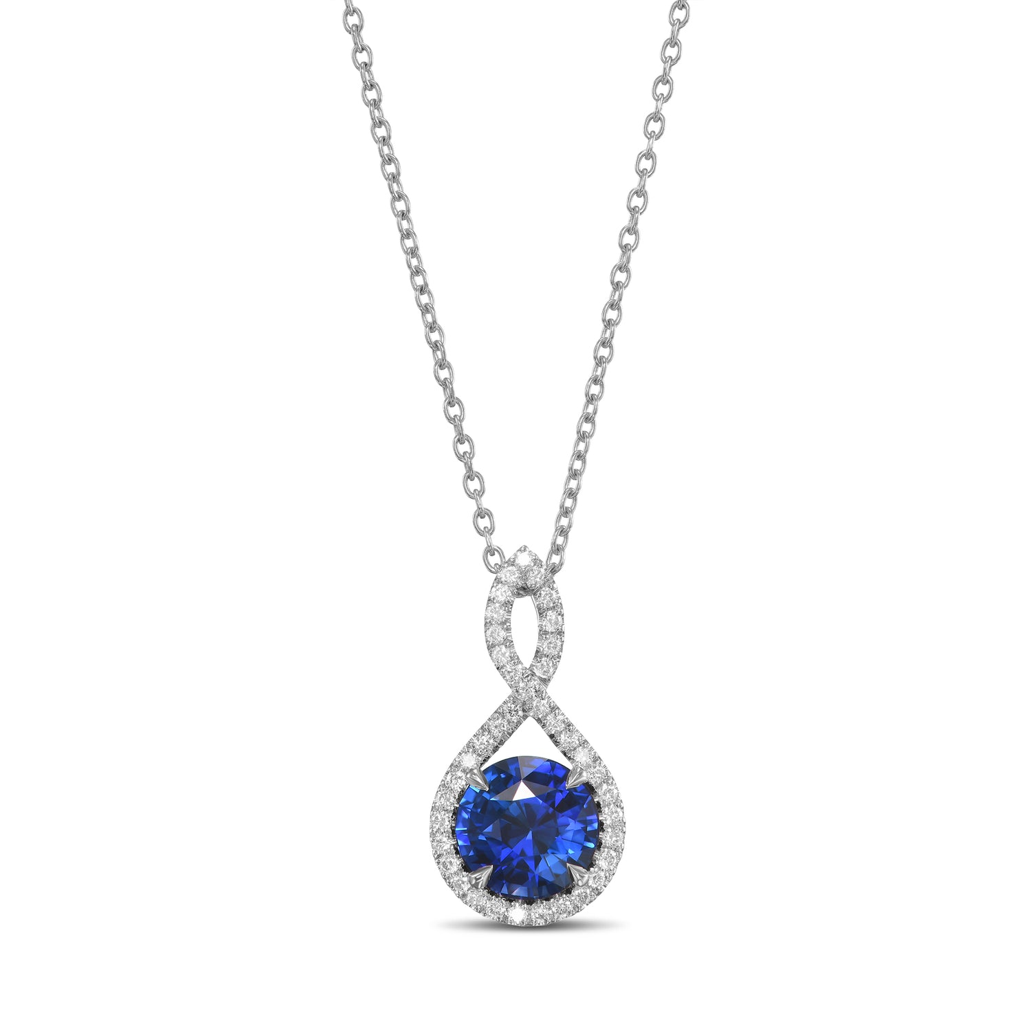 Cushion Diamond Halo Cross-over Pendant - 3