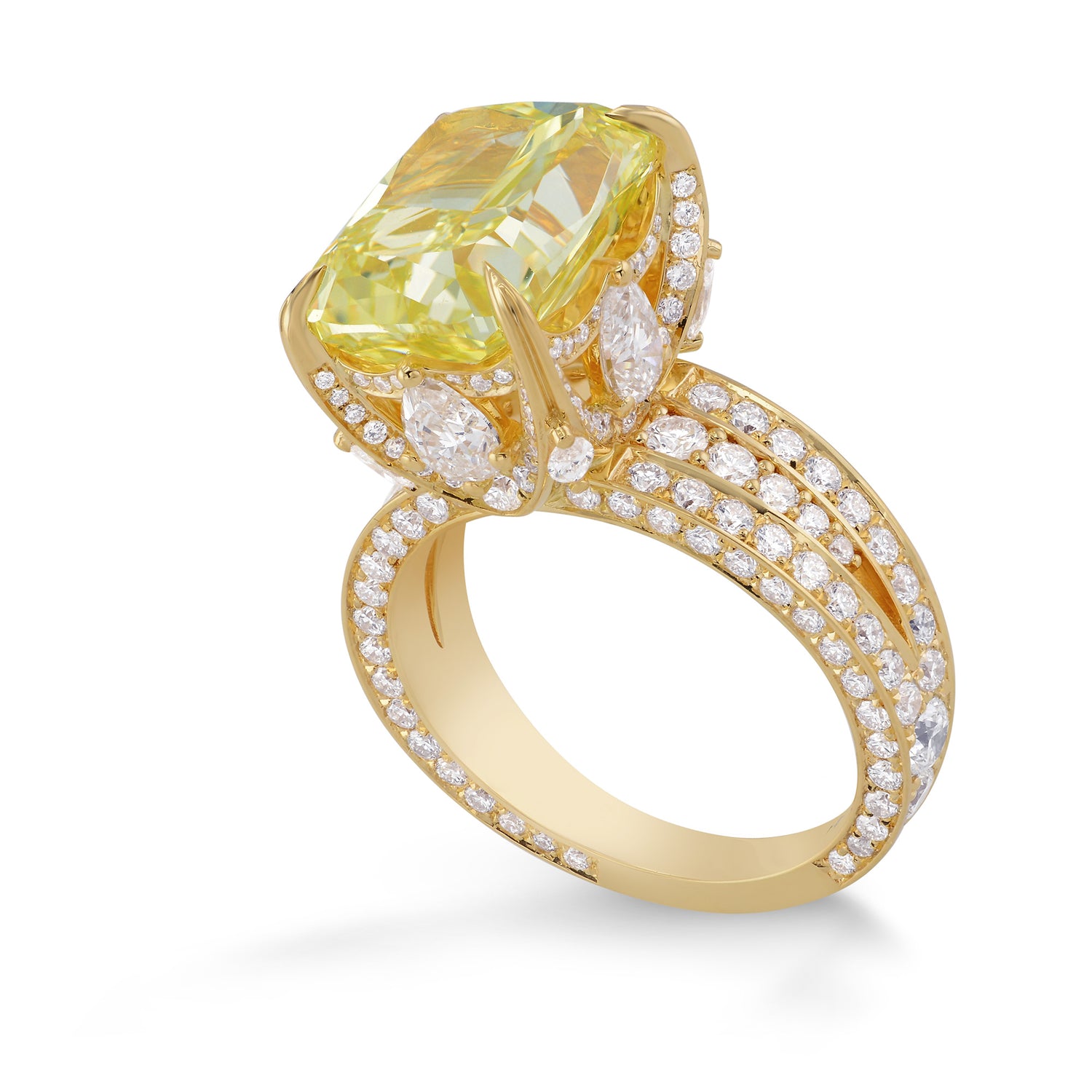 Fancy Intense Yellow Cushion Extraordinary Diamond Ring