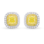 Fancy Intense Yellow Radiant Double Halo Diamond Earrings