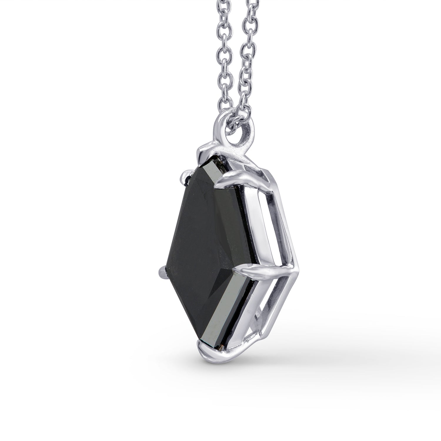 Natural Unheated Black Diamond Kite Shaped Solitaire Pendant 