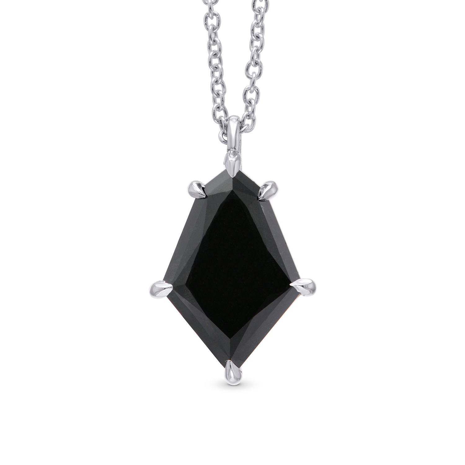 Natural Unheated Black Diamond Kite Shaped Solitaire Pendant 