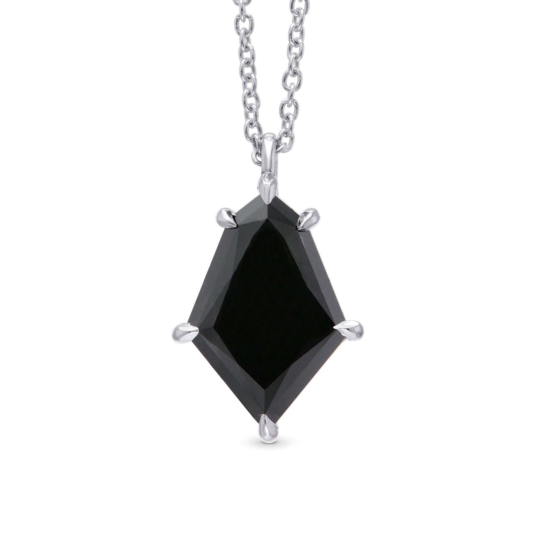 Natural Unheated Black Diamond Kite Shaped Solitaire Pendant 