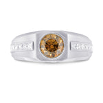 Brilliant Cut Champagne Diamond and Gold Man's Ring