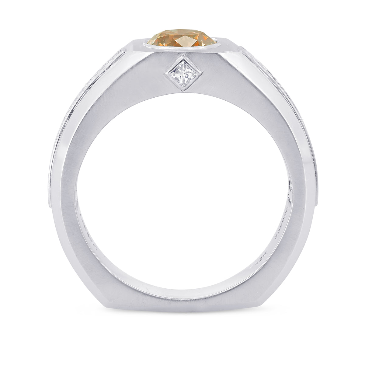 Brilliant Cut Champagne Diamond and Gold Man's Ring
