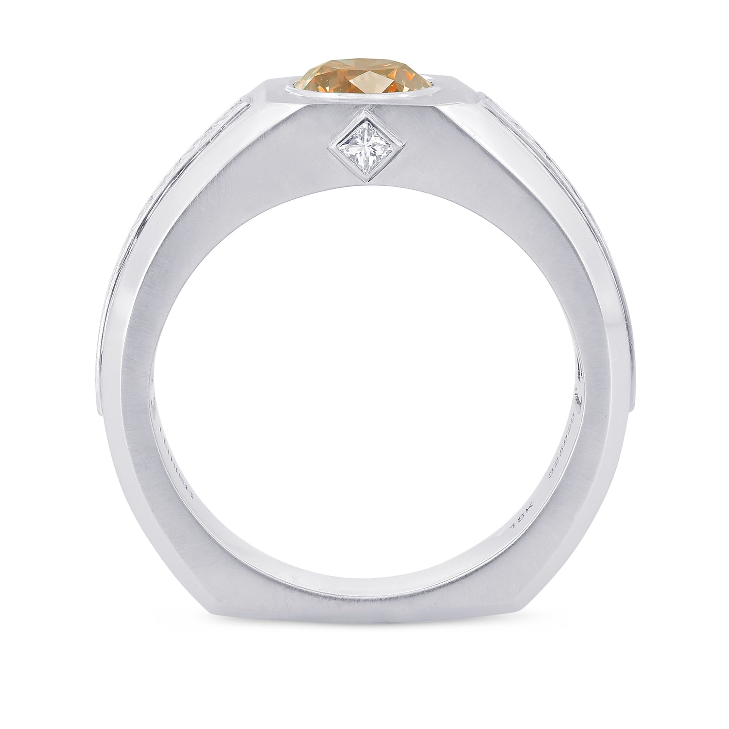 Brilliant Cut Champagne Diamond and Gold Man's Ring