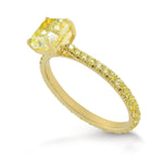 Fancy Yellow Cushion Side Stone Diamond Ring