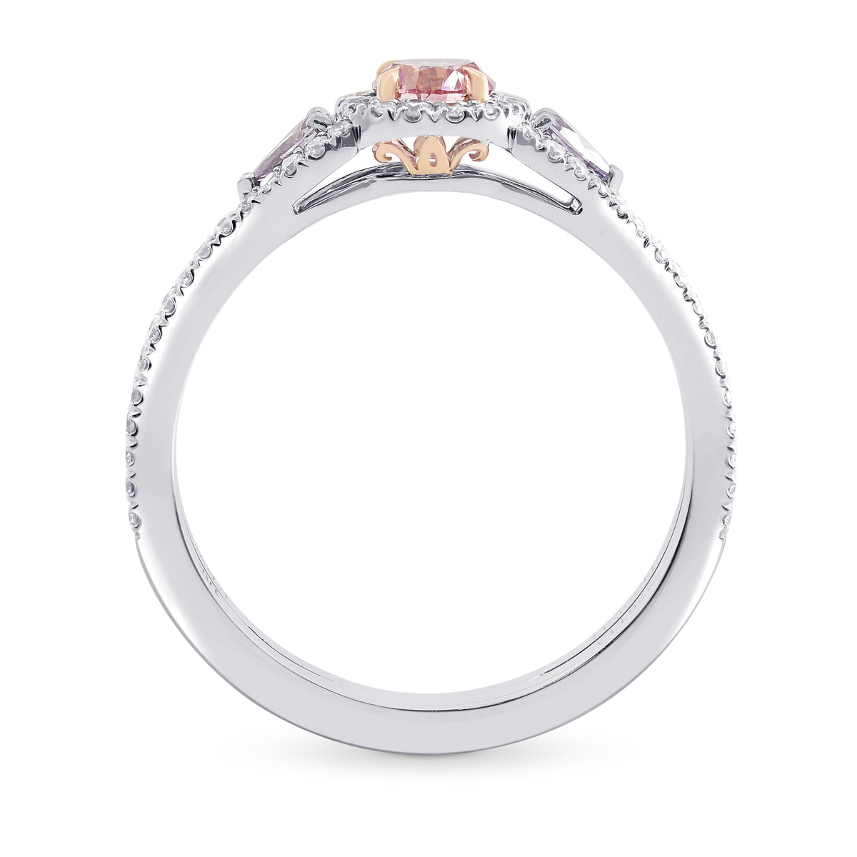 Fancy Intense Pink Round & Fancy Gray Blue Pear Diamond Dress Ring 