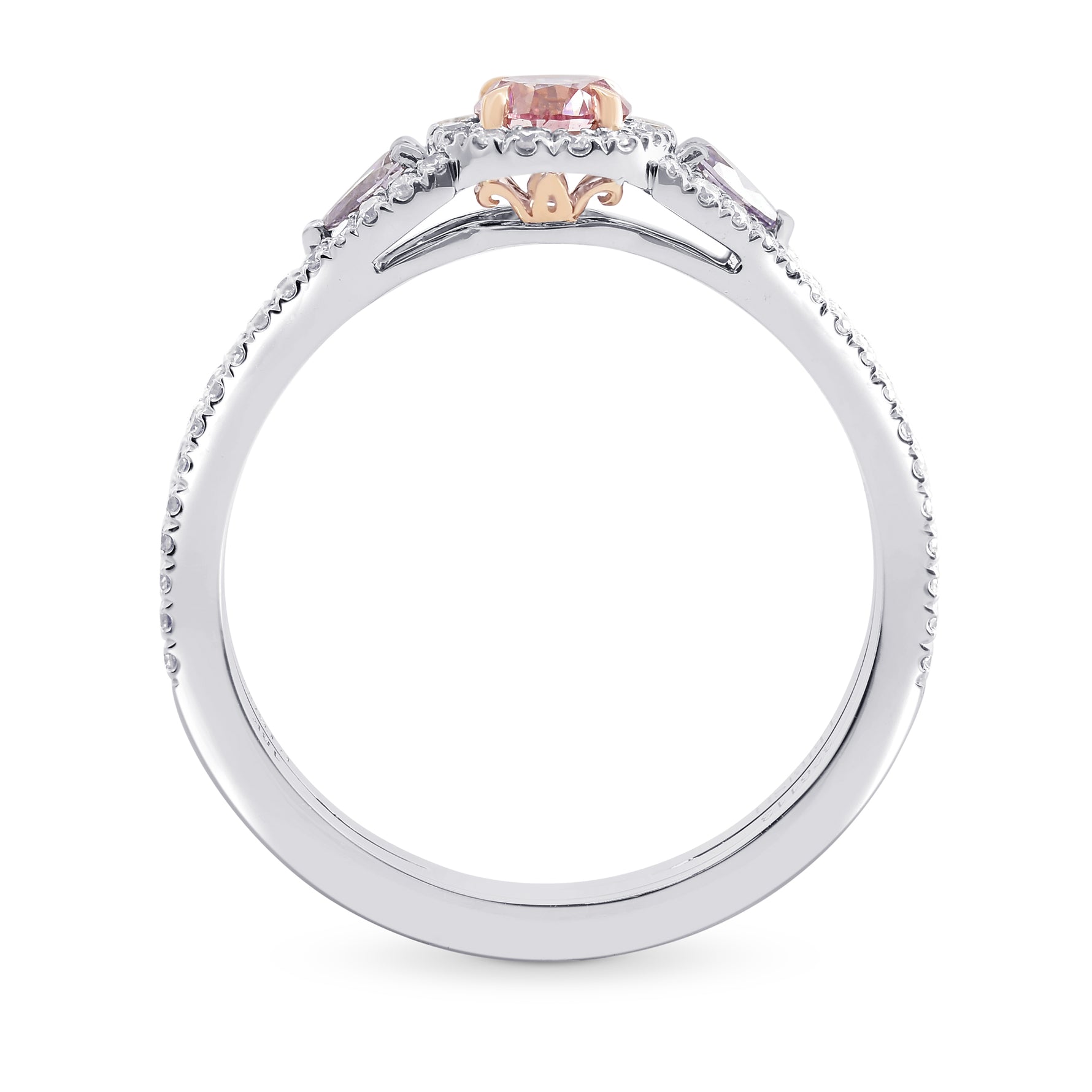 Fancy Intense Pink Round & Fancy Gray Blue Pear Diamond Dress Ring 