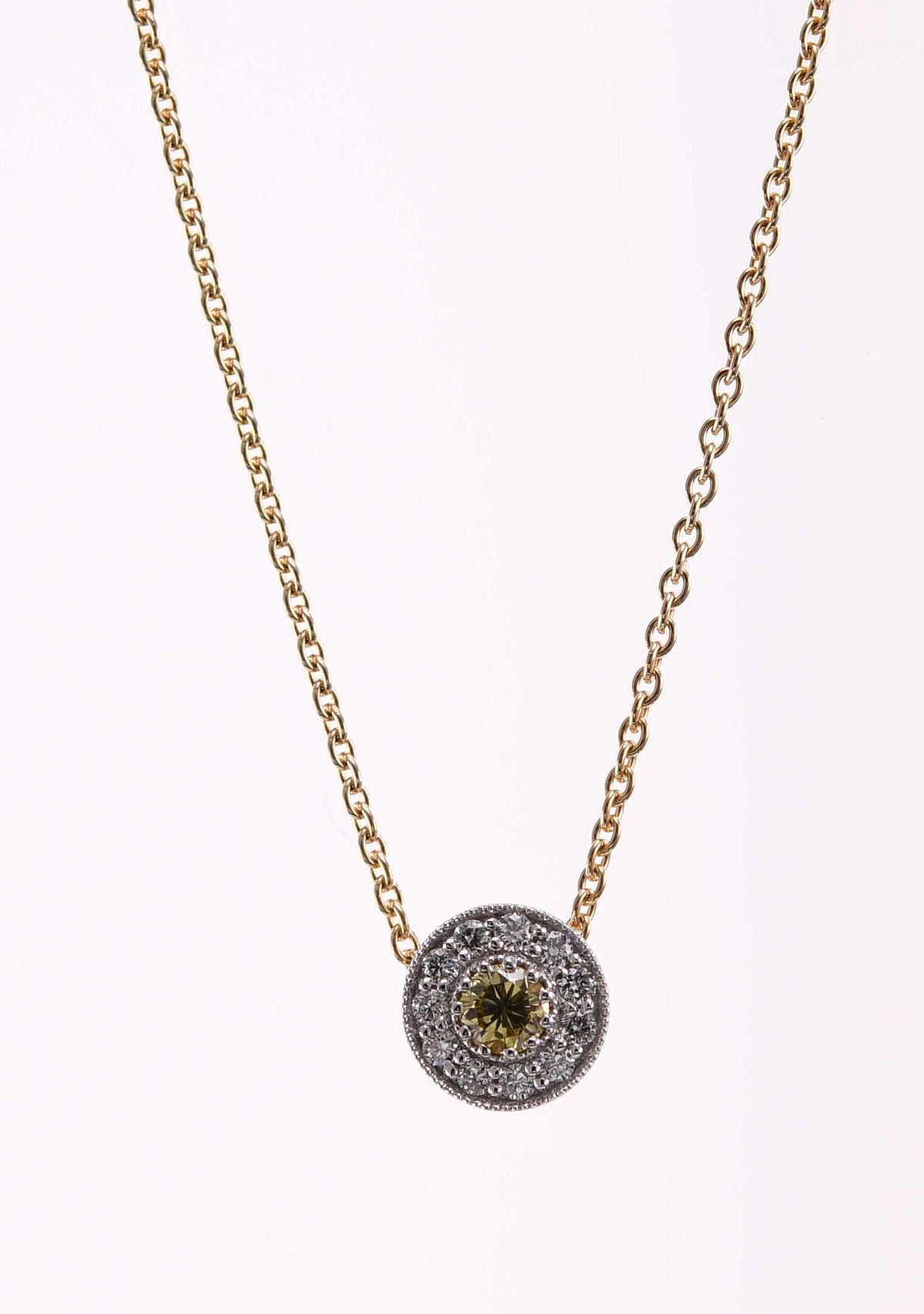 Fancy Intense Yellow & Round Pave Diamond Pendant