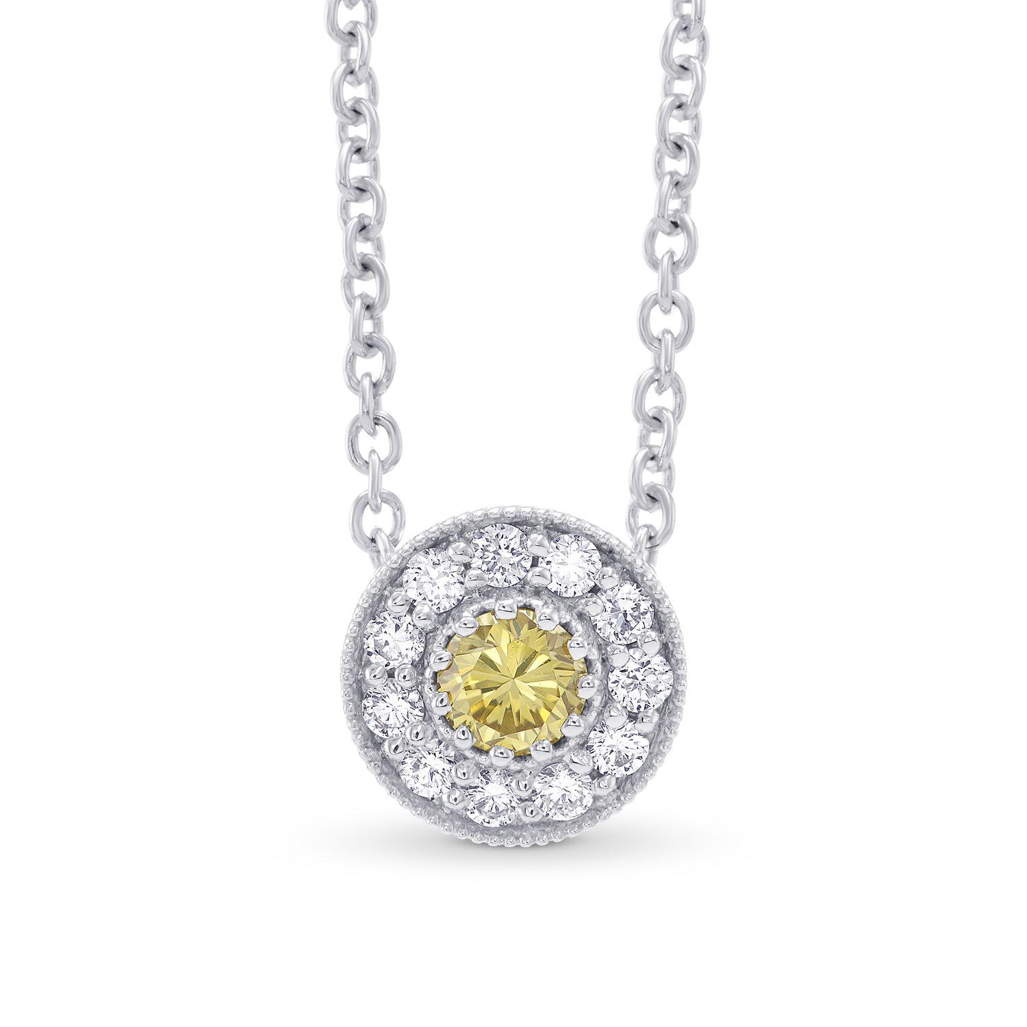 Fancy Intense Yellow & Round Pave Diamond Pendant