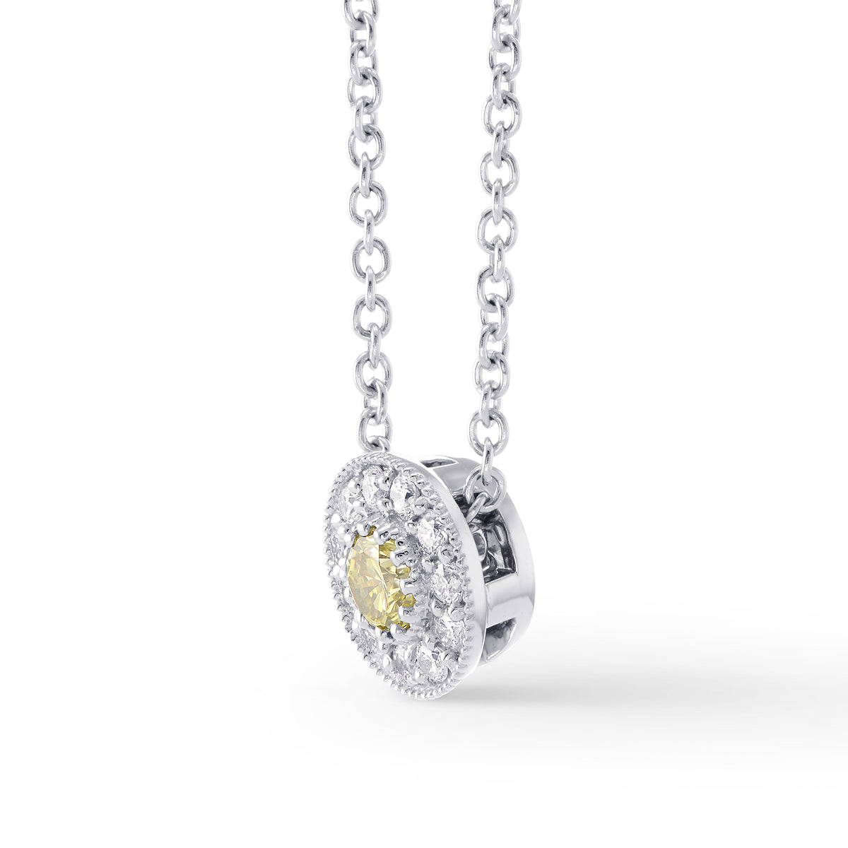 Fancy Intense Yellow & Round Pave Diamond Pendant
