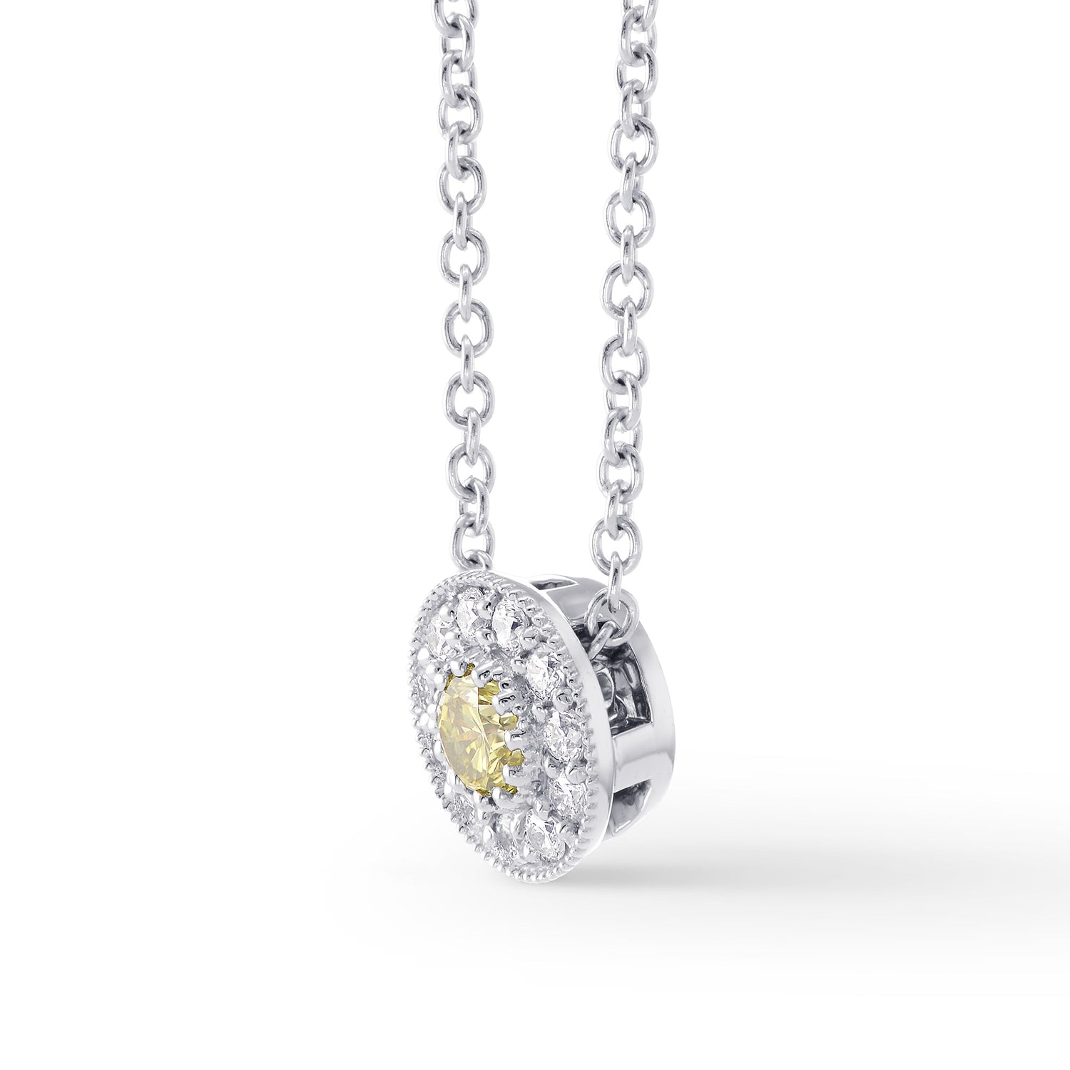 Fancy Intense Yellow & Round Pave Diamond Pendant