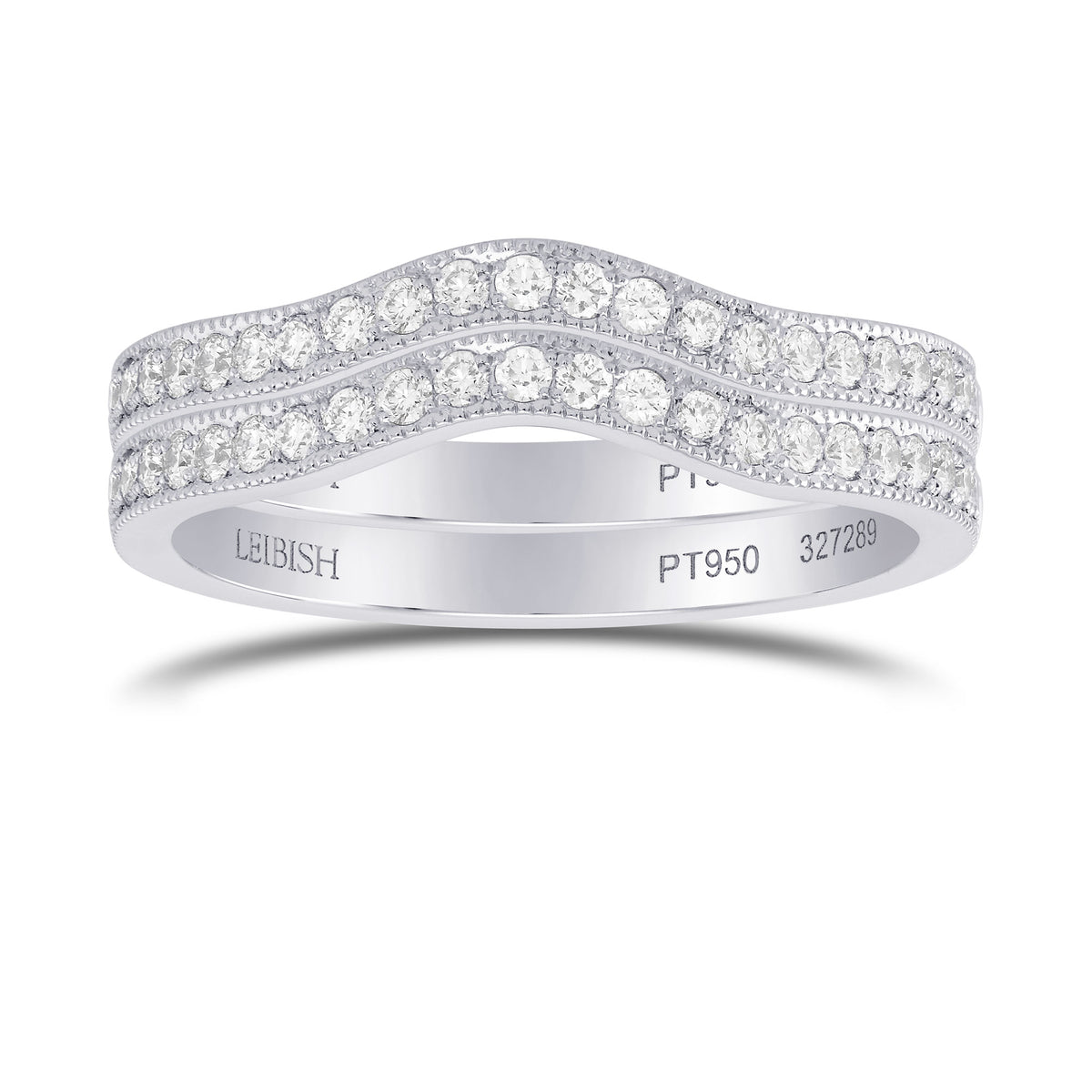 Two Contoured Milgrain Diamond Wedding Bands 
