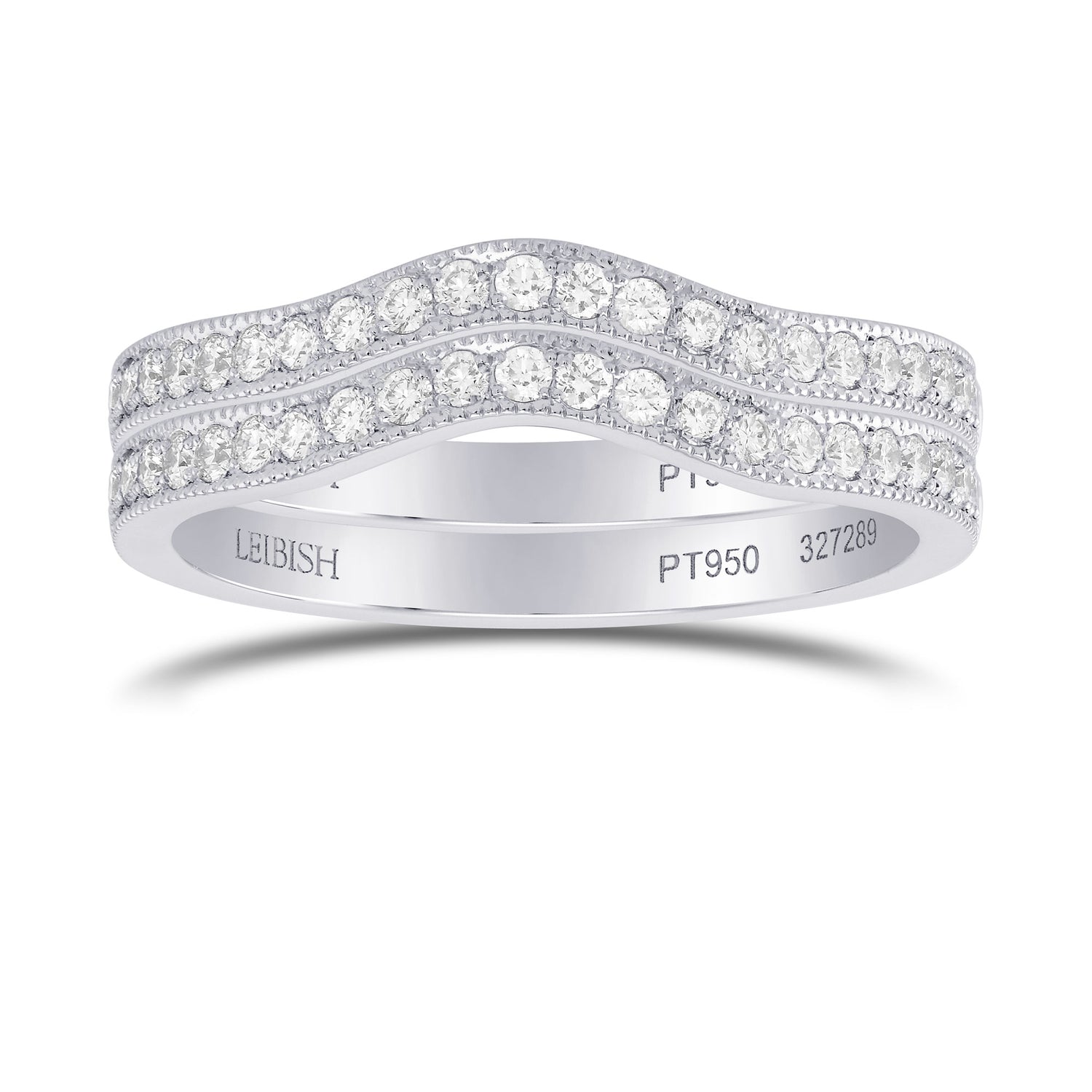 Two Contoured Milgrain Diamond Wedding Bands 
