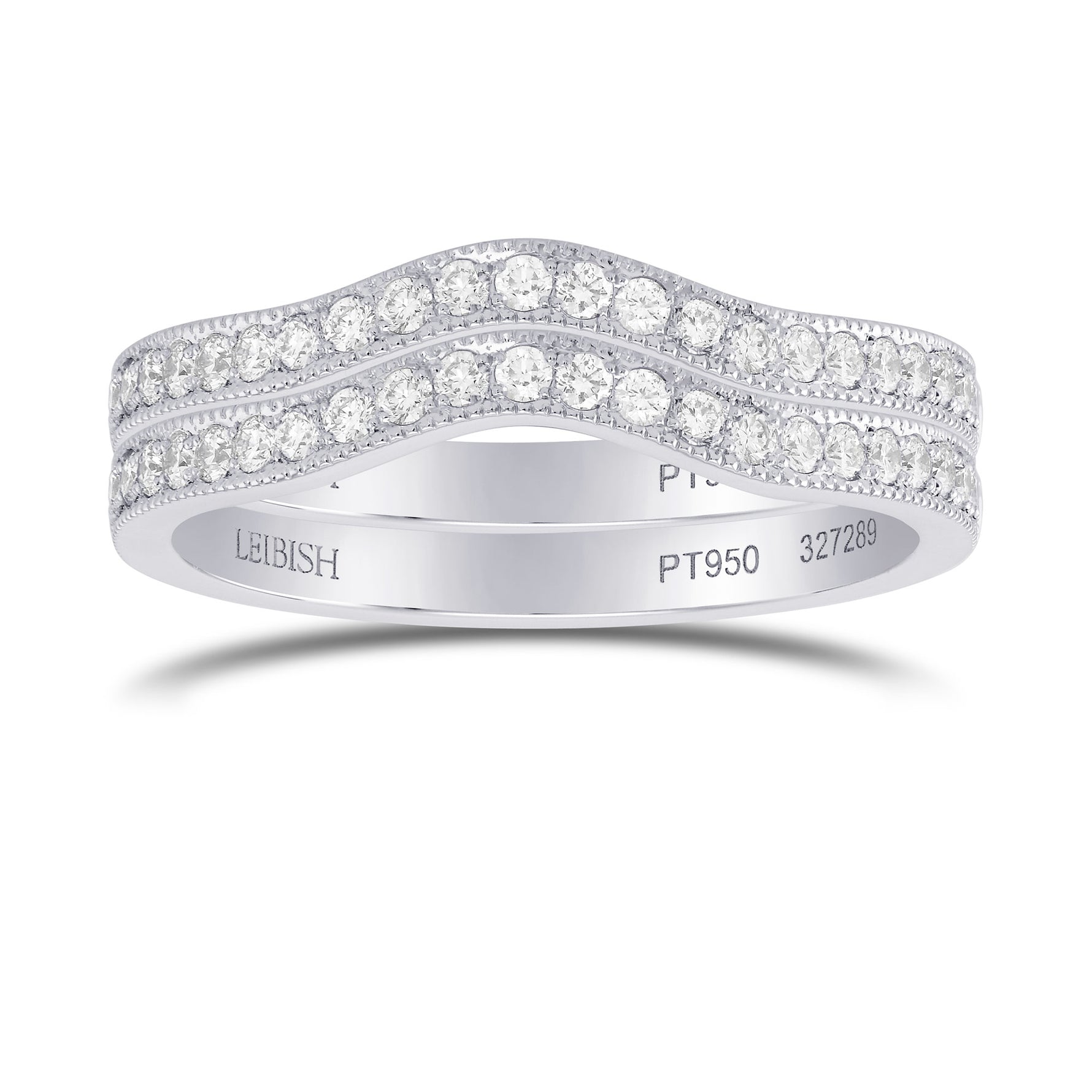 Two Contoured Milgrain Diamond Wedding Bands 