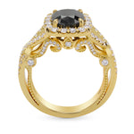 Fancy Black Cushion Halo Diamond Ring 