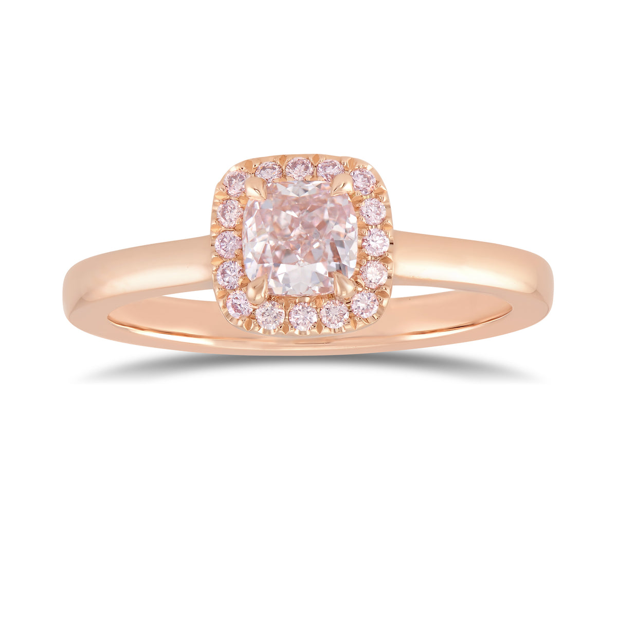 Light Pink Cushion Halo Diamond Ring
