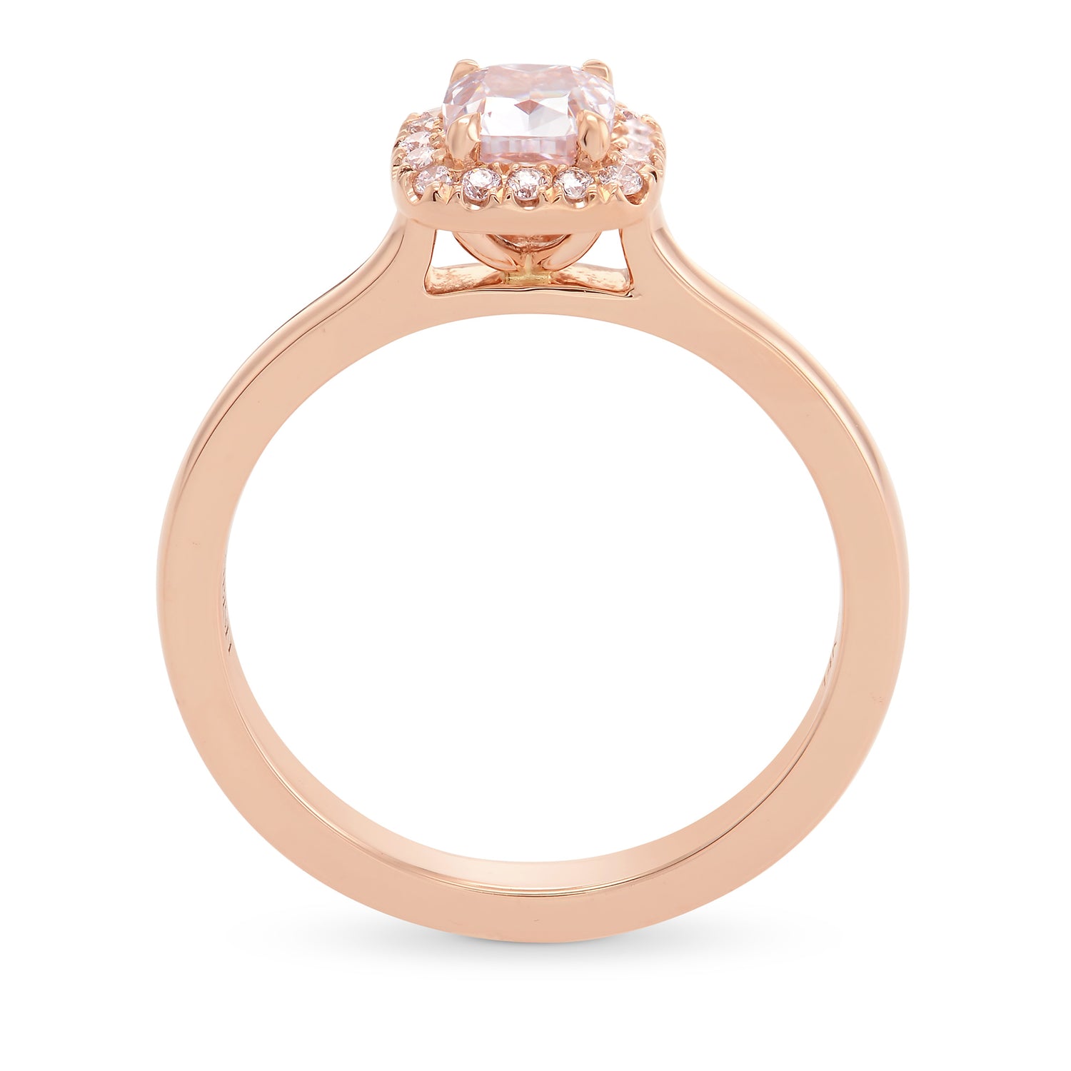 Light Pink Cushion Halo Diamond Ring