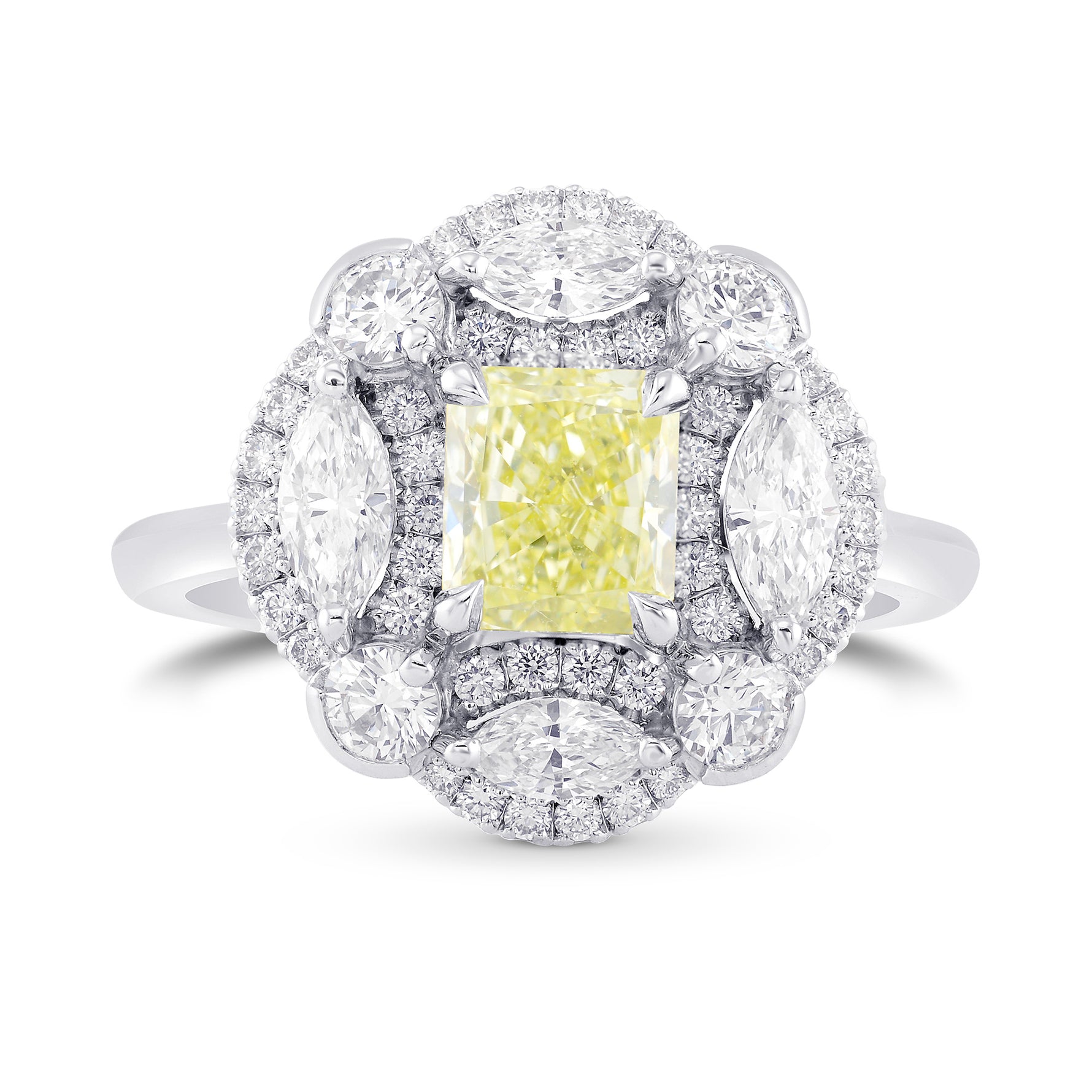 Fancy Yellow Radiant Diamond Extraordinary Ring